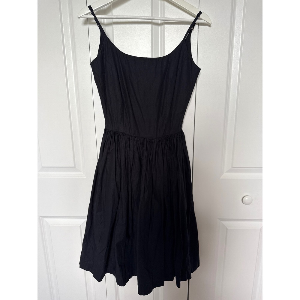 Hearts and Found Black Cotton Fit and Flare Dress Retro Swing S Cottage Core